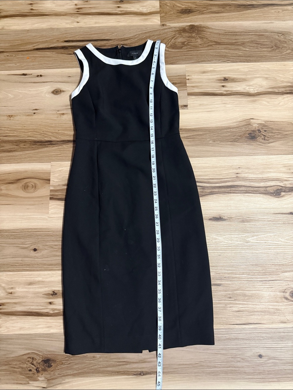 J. Crew Black Sleeveless Sheath Dress with White Trim